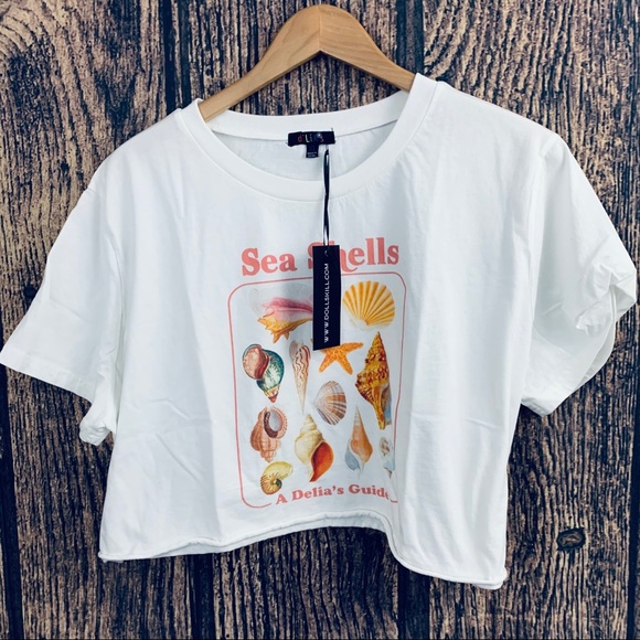 SeaShells across White Tee by Delias NWT - Picture 3 of 13